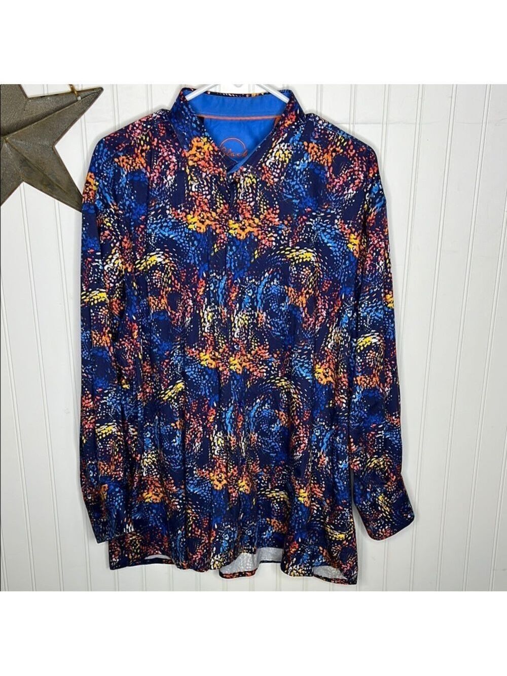 Westport Black Label Blue and Orange Long Sleeve Shirt Size 2XL